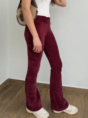 Calça Veludo Bailarina Marsala