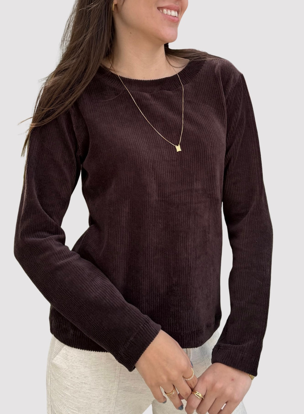 Blusa Veludo Coffee