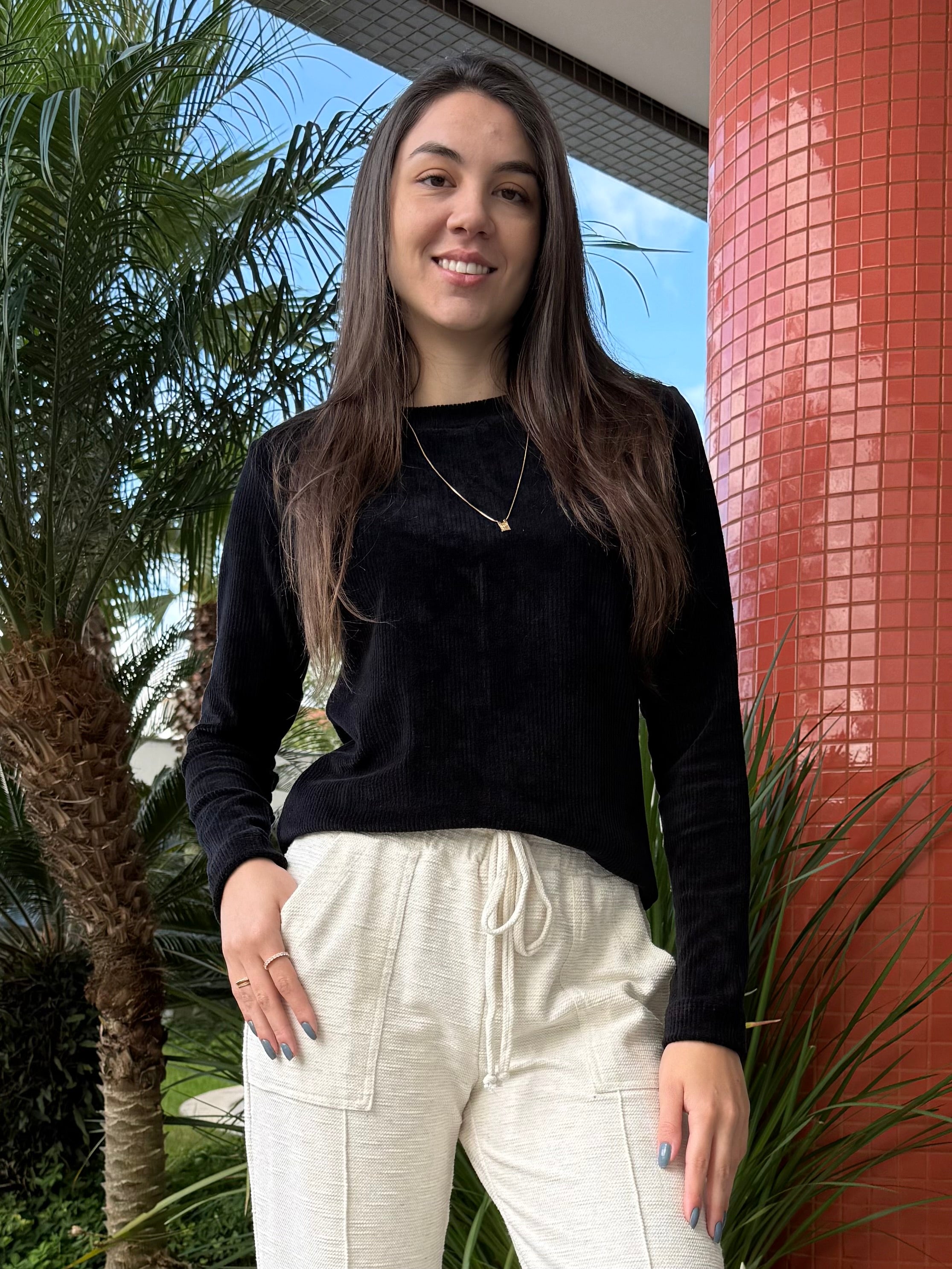 Blusa Veludo Preto (Pré-Venda)