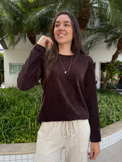Blusa Veludo Coffee (Pré-Venda)