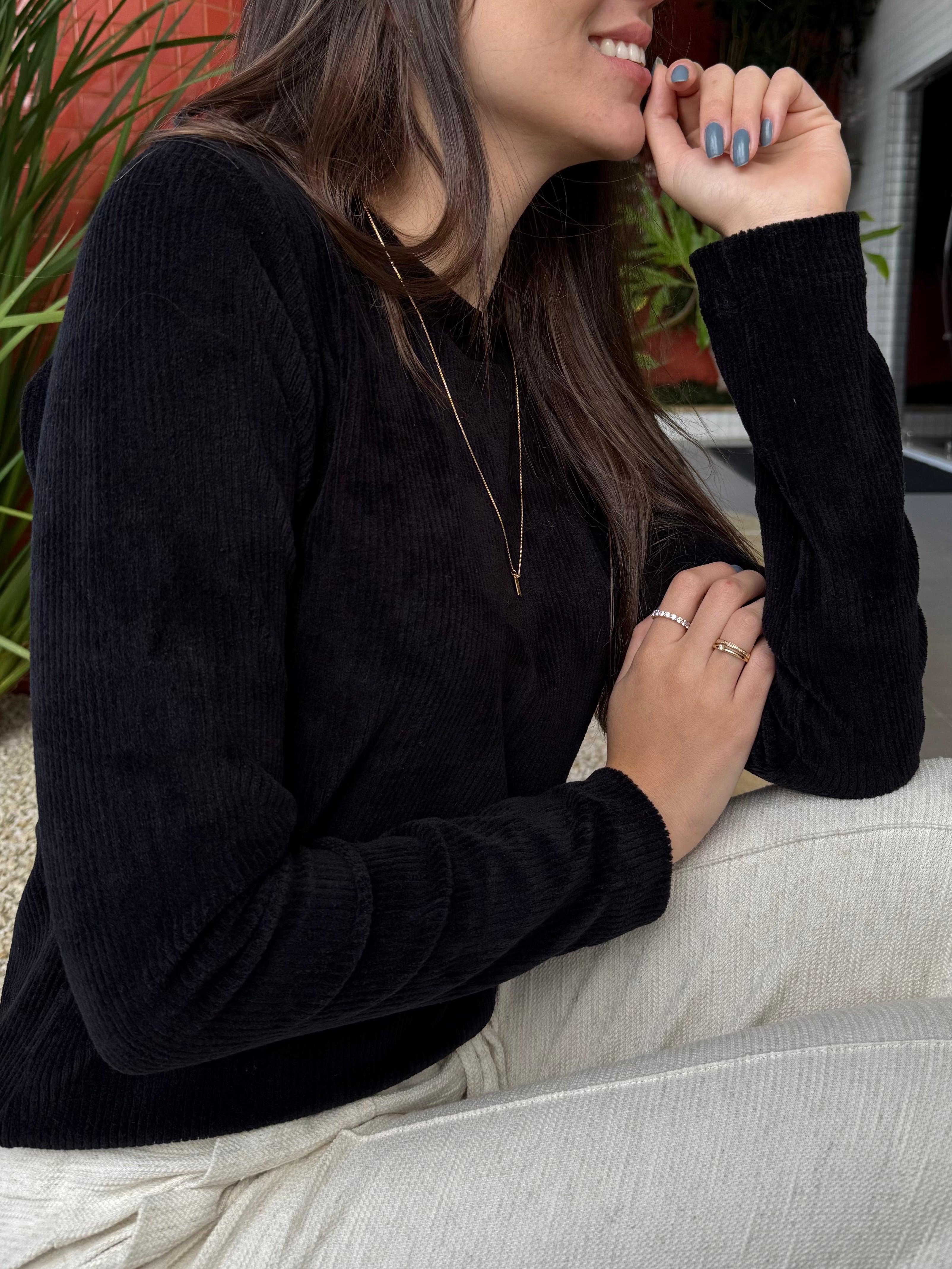 Blusa Veludo Preto (Pré-Venda)