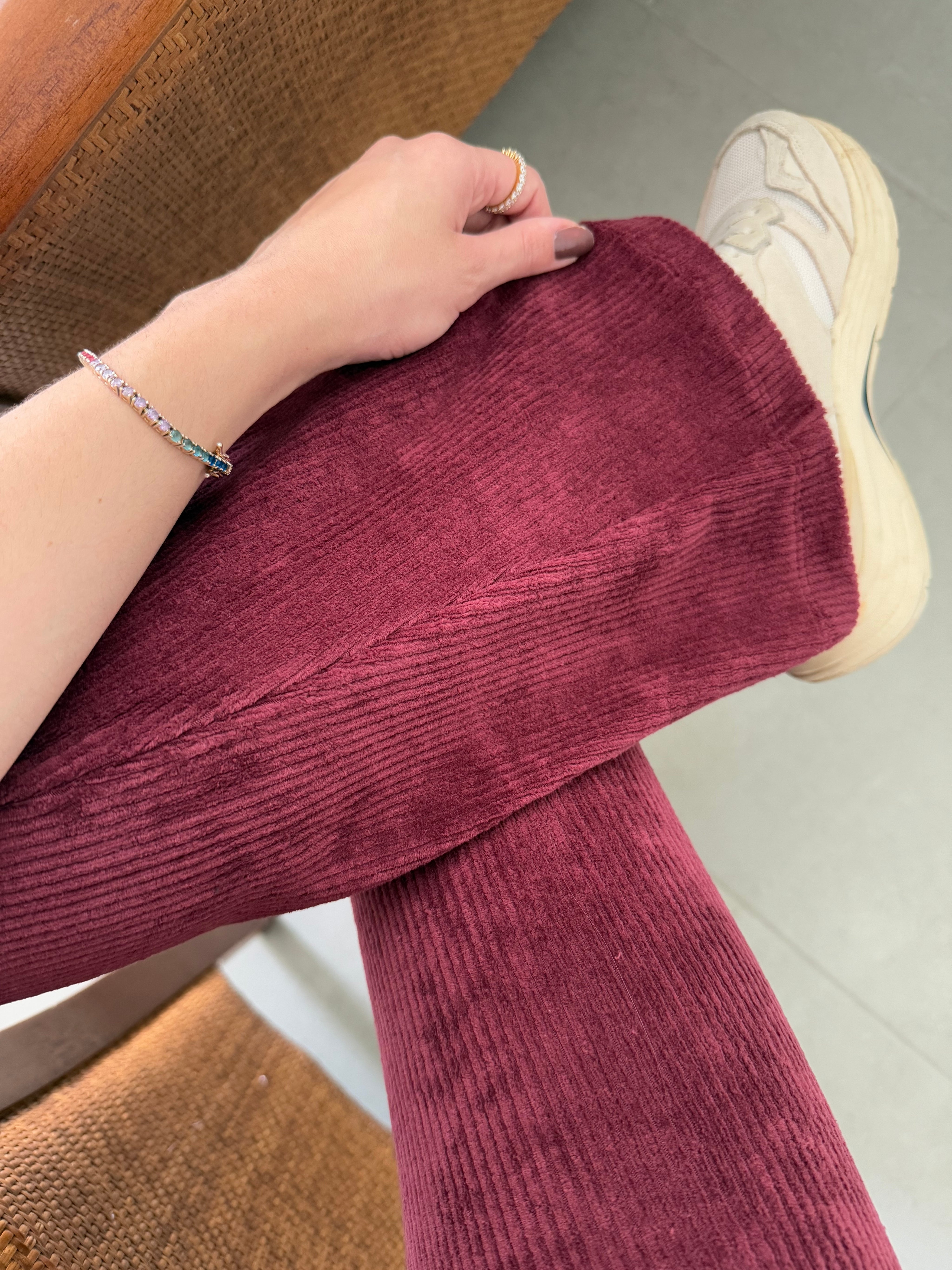 Calça Veludo Bailarina Marsala