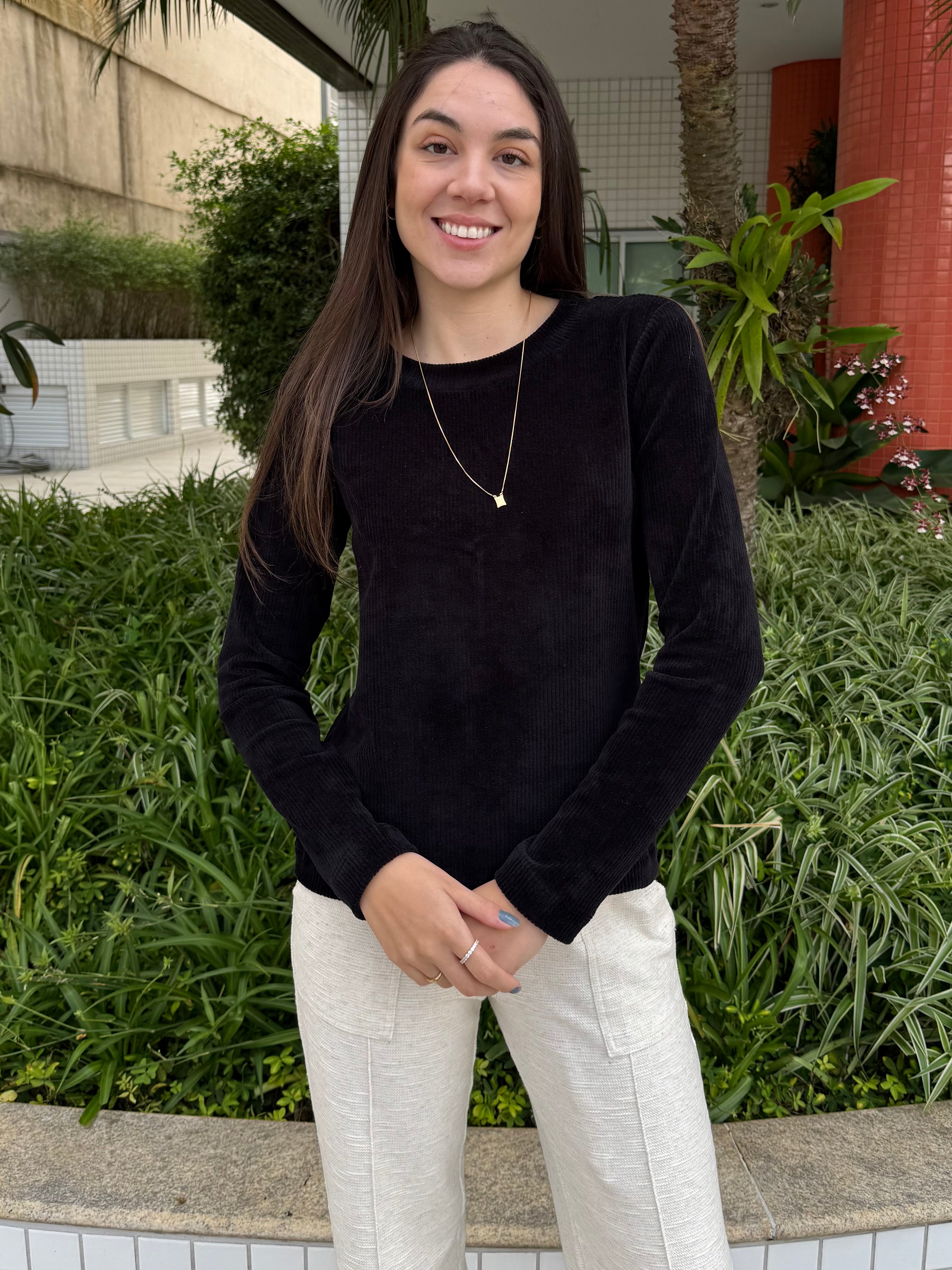 Blusa Veludo Preto (Pré-Venda)