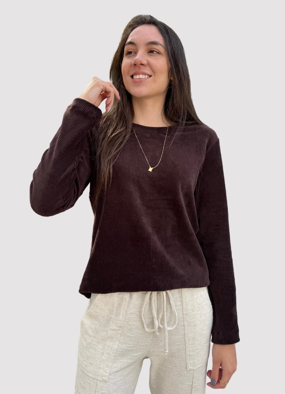 Blusa Veludo Coffee