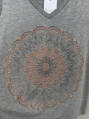 T-Shirt Mandala Cinza