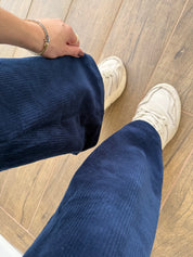 Calça Veludo Bailarina Azul