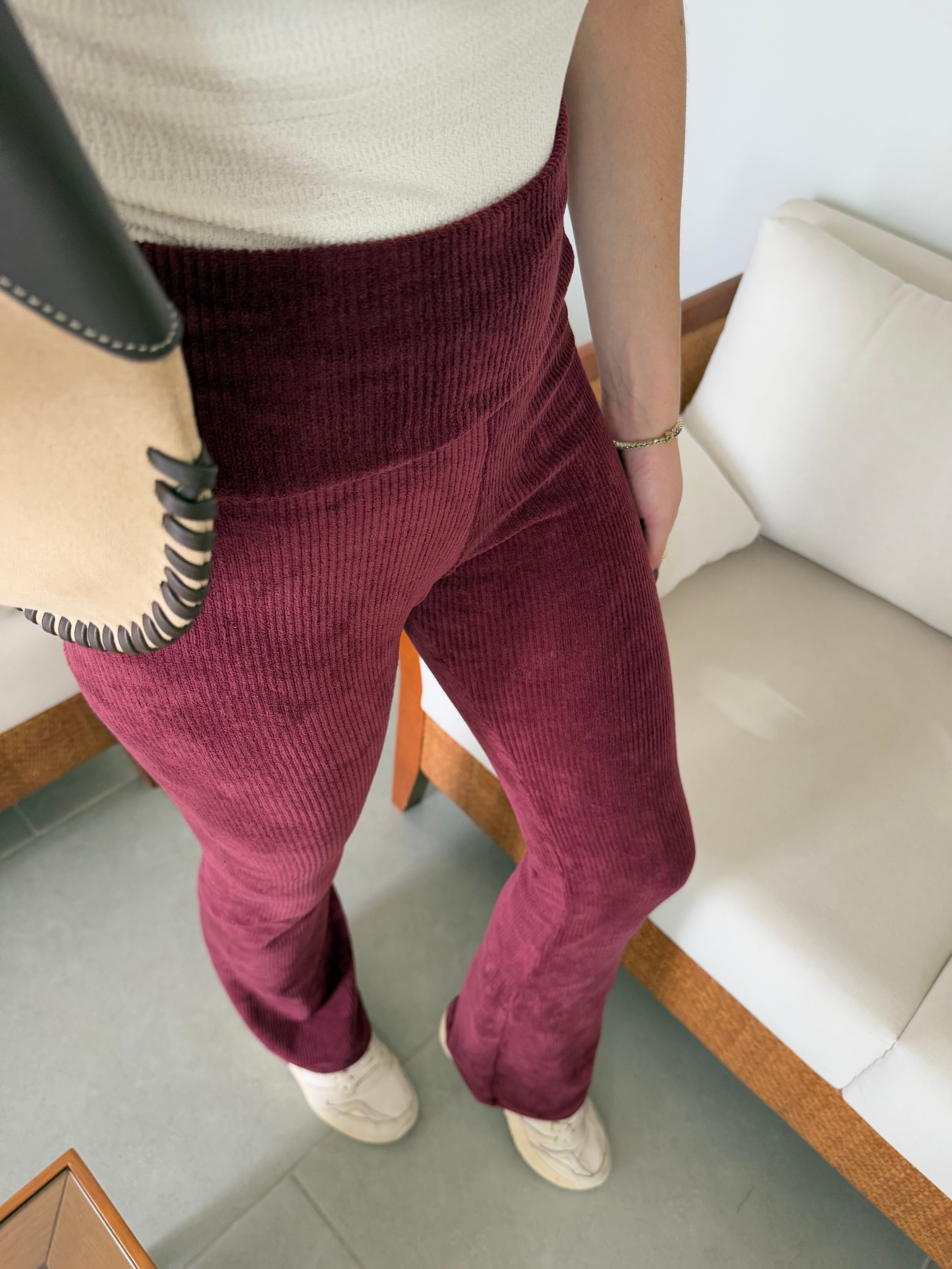 Calça Veludo Bailarina Marsala