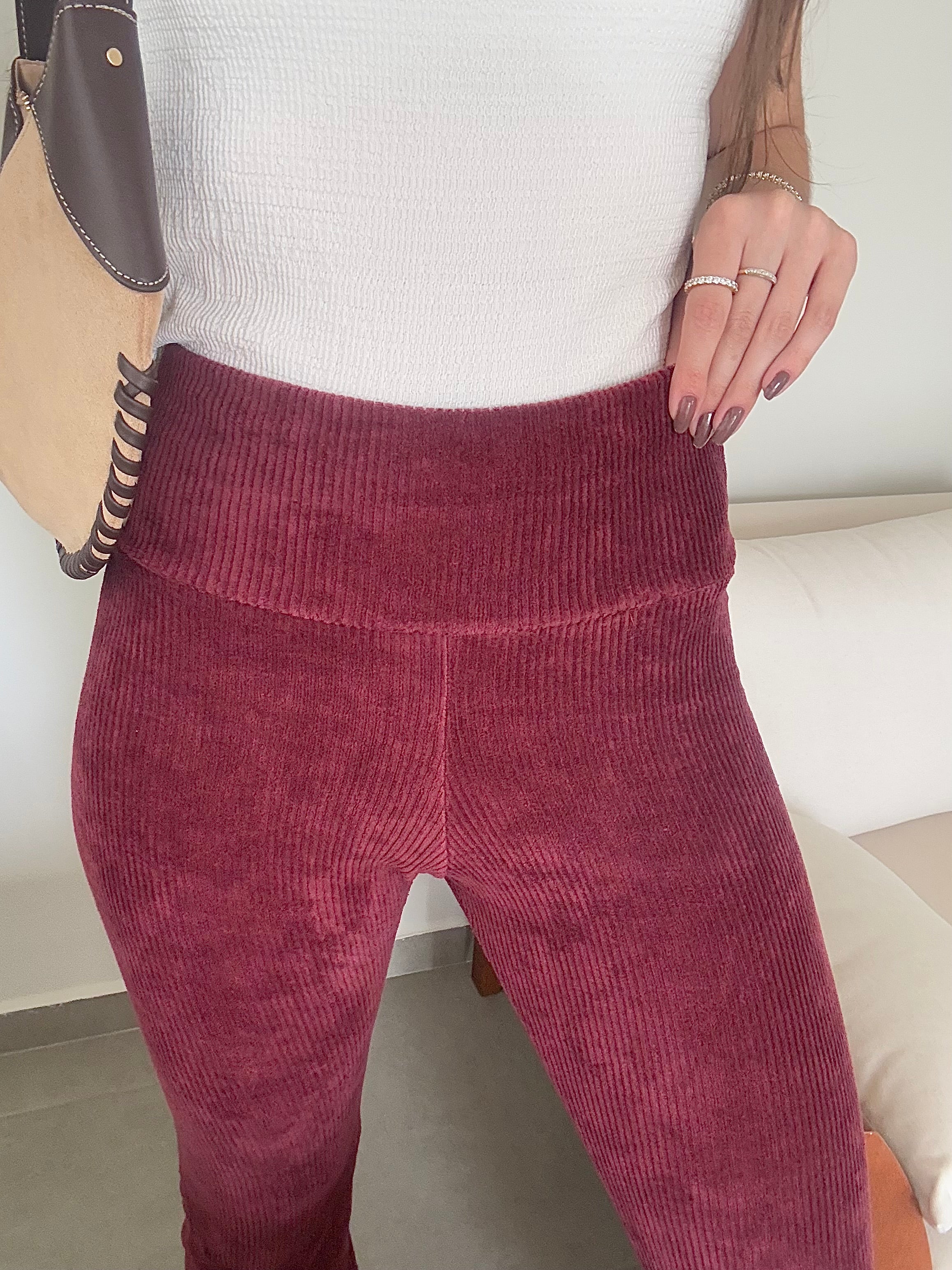 Calça Veludo Bailarina Marsala