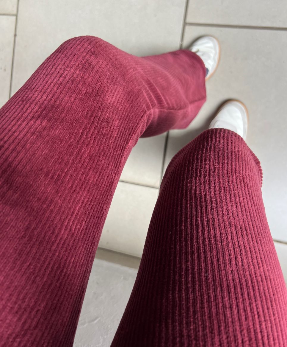 Calça Veludo Bailarina Marsala