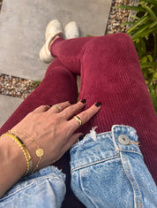 Calça Legging Veludo Marsala