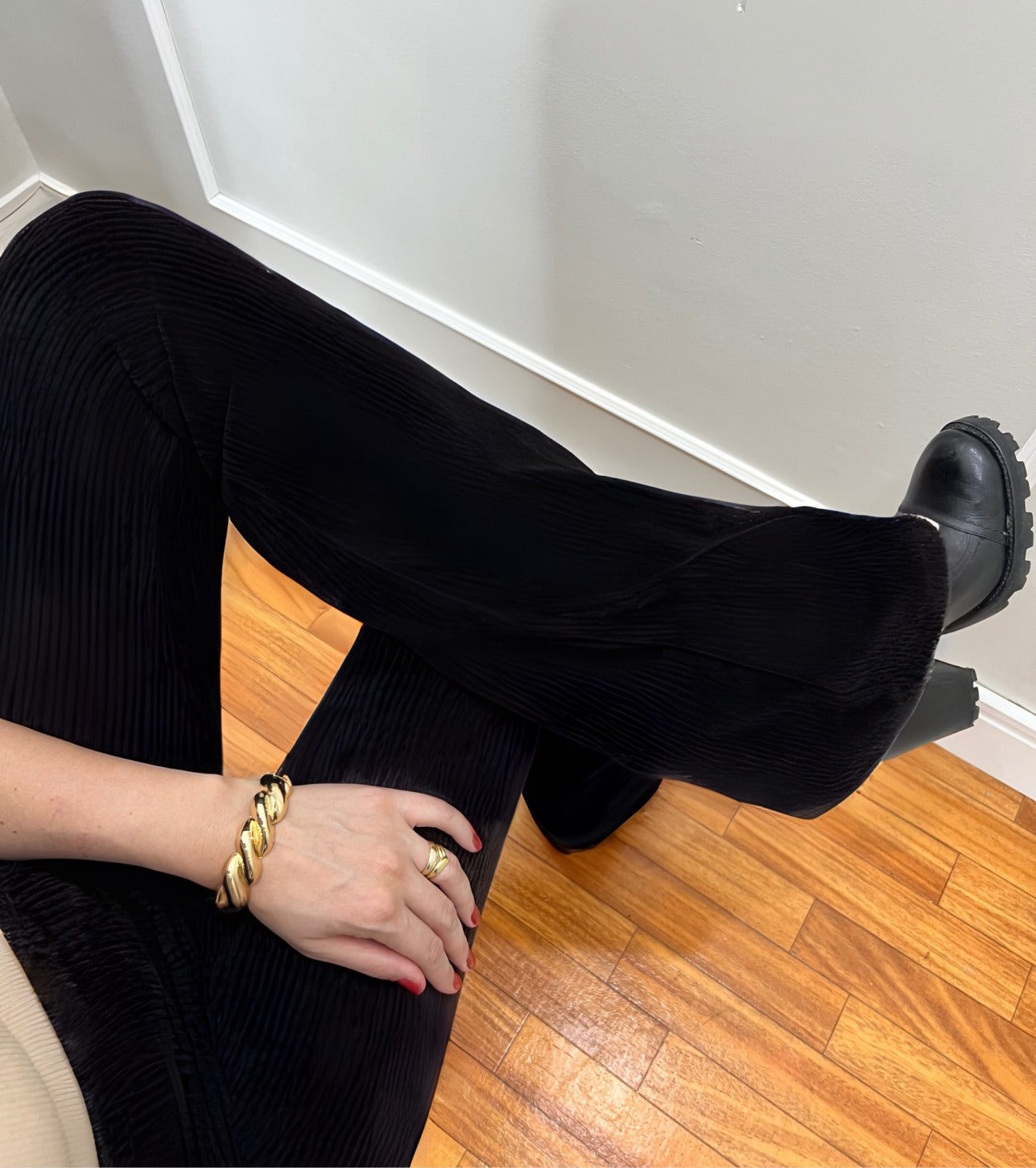 Calça Veludo Bailarina Preta