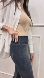 Calça Veludo Bailarina Chumbo