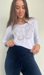 T-Shirt Carola Manga Longa Branco