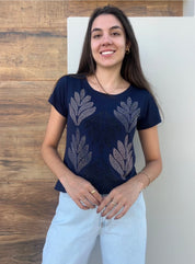 T-Shirt Folhagem Marinho